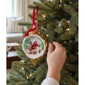Demdaco Blown Glass Ornament OS Gold Toy Village Nutcracker Diorama Christmas
